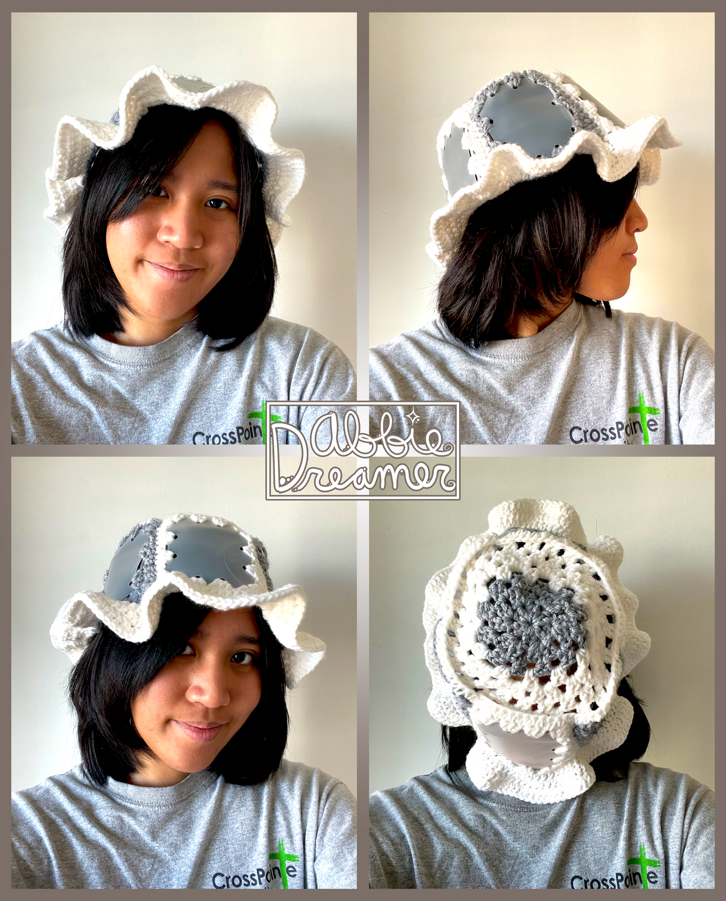 Grey and White Semi-Transparent Plastic Bucket Hat