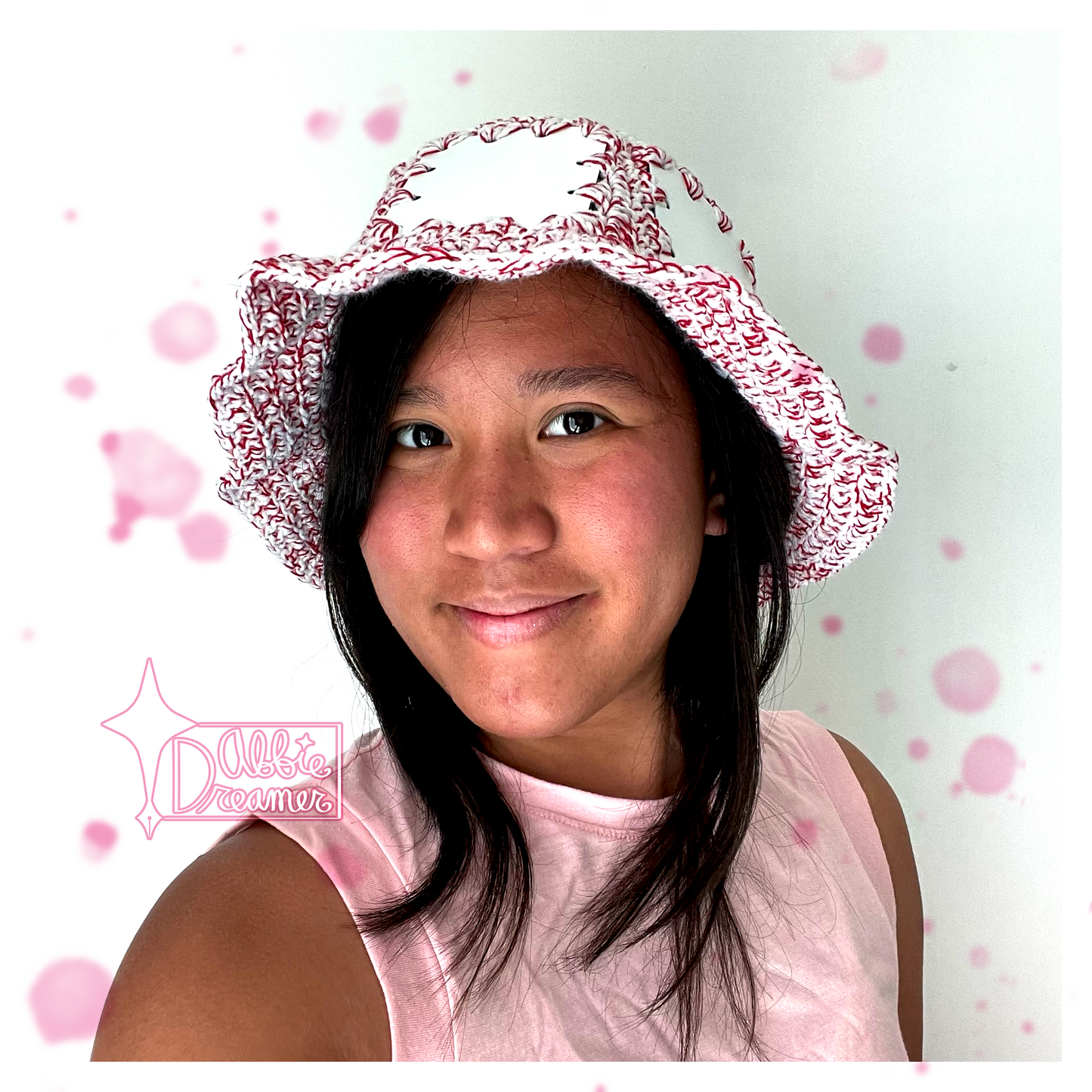 Red and White Plastic Bucket Hat