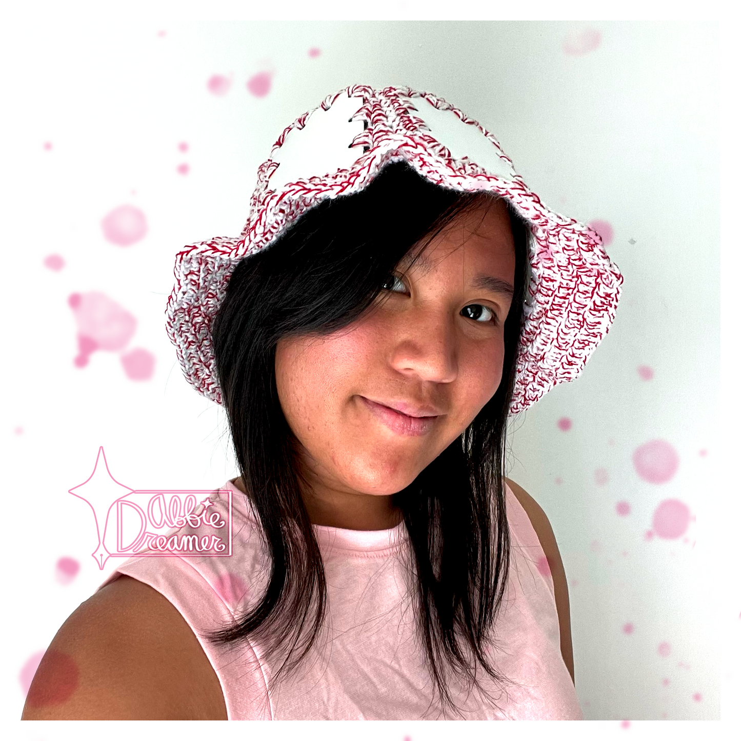 Red and White Plastic Bucket Hat