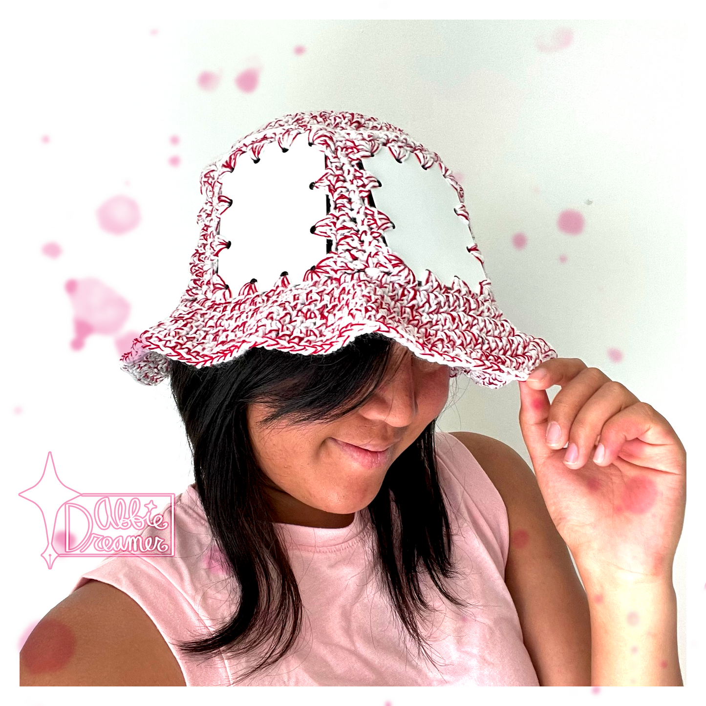 Red and White Plastic Bucket Hat