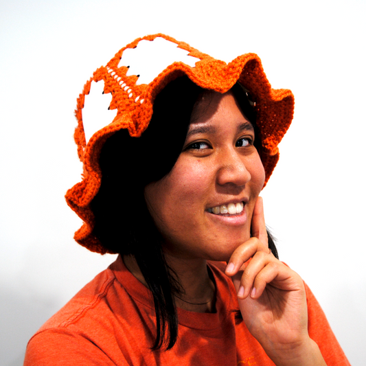 Orange Plastic Bucket Hat