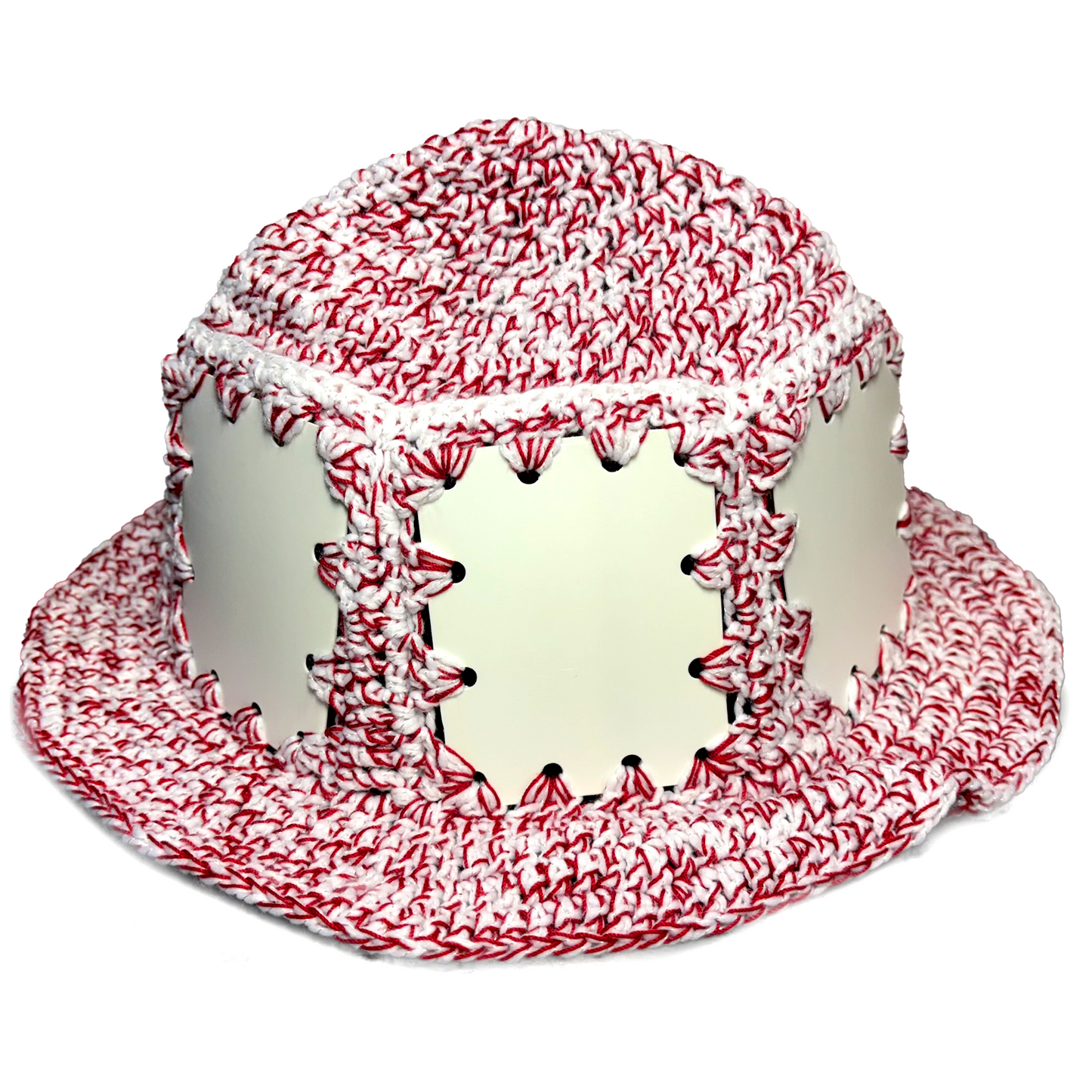 Red and White Plastic Bucket Hat