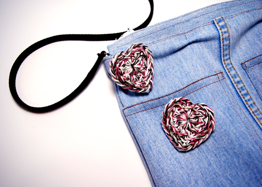 Blushing Zebra Crochet Heart Pin