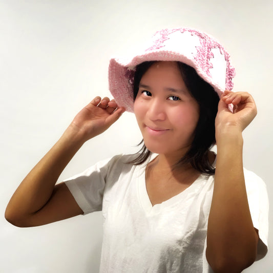 Dual Pink Plastic Bucket Hat