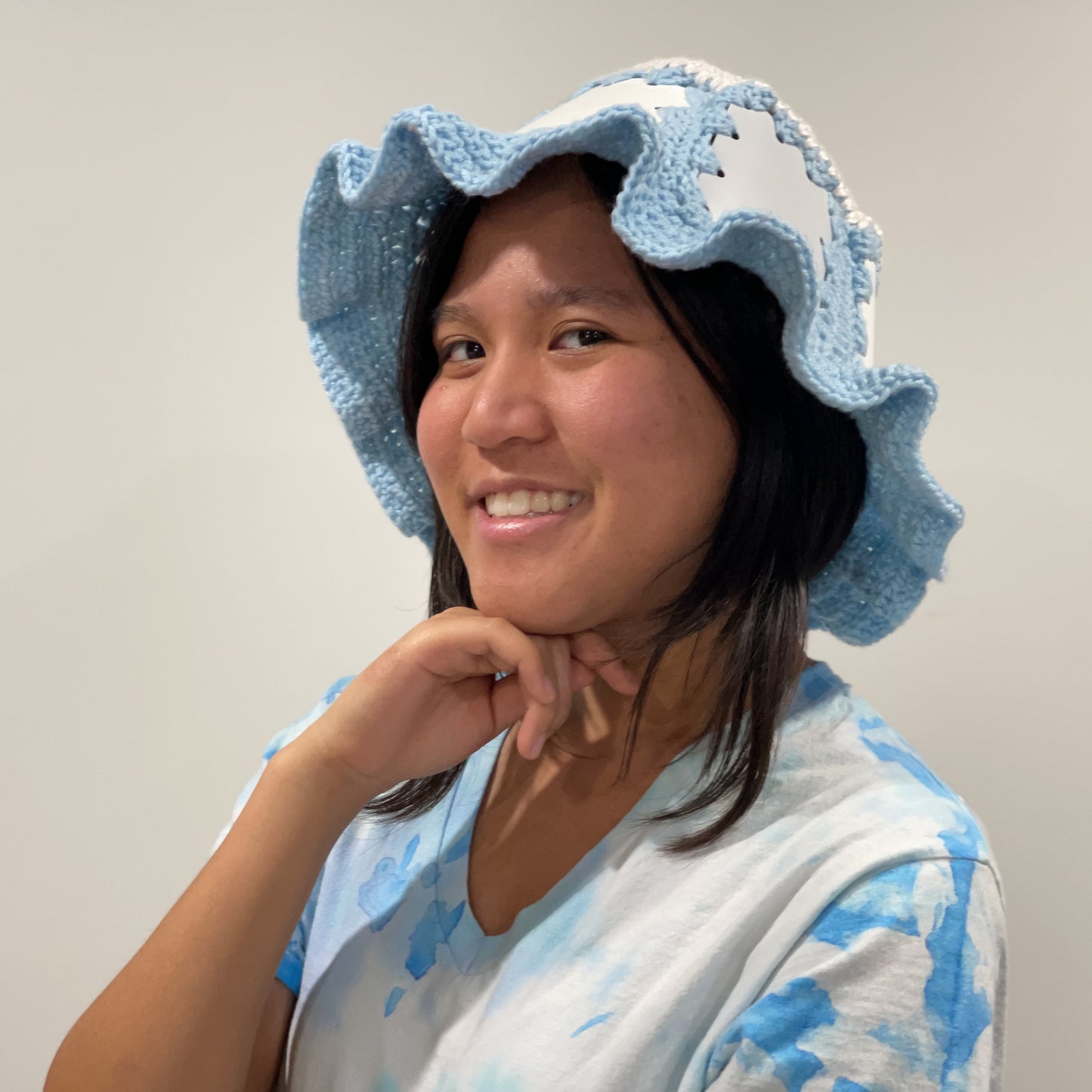 Light Blue Plastic Bucket Hat