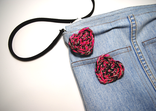 Punk Rock Love Crochet Heart Pin