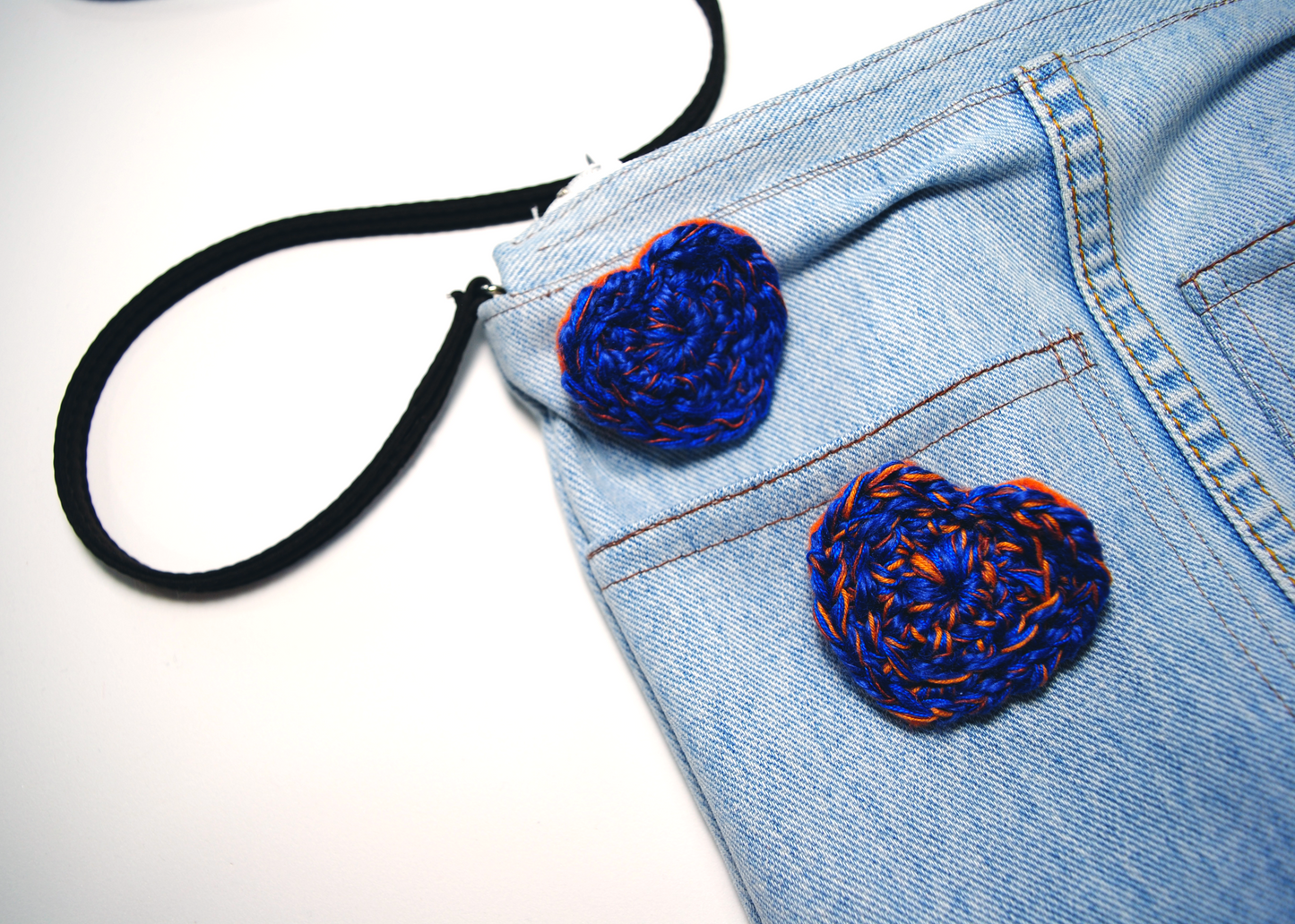 Sea Orange Crochet Heart Pin