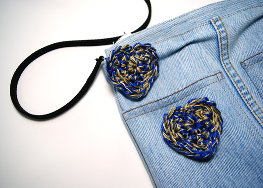 Victorian Sky Crochet Heart Pin