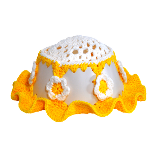 Yellow Floral Plastic Bucket Hat