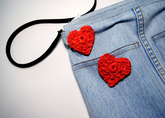 Ribbon Red Crochet Heart Pin